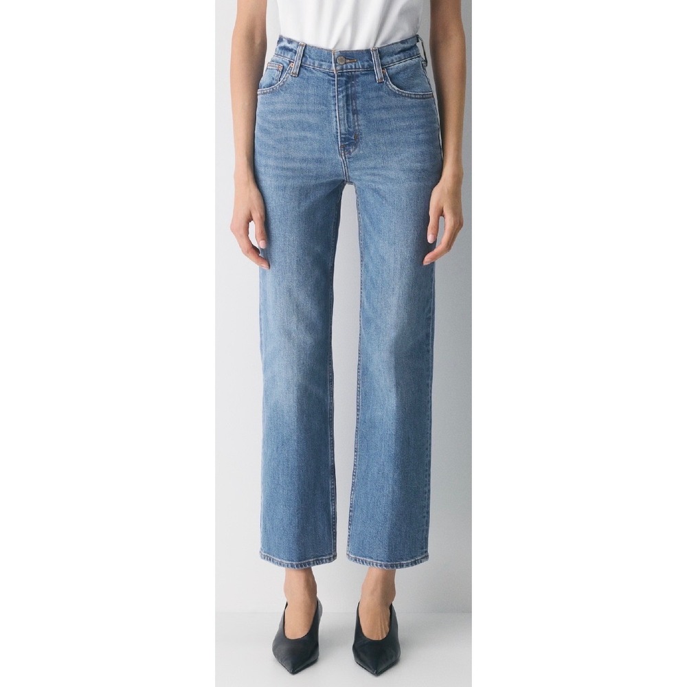 Aritzia Denim Forum The Arlo High Rise Straight Jeans Blue 29 28L. Excellent‎